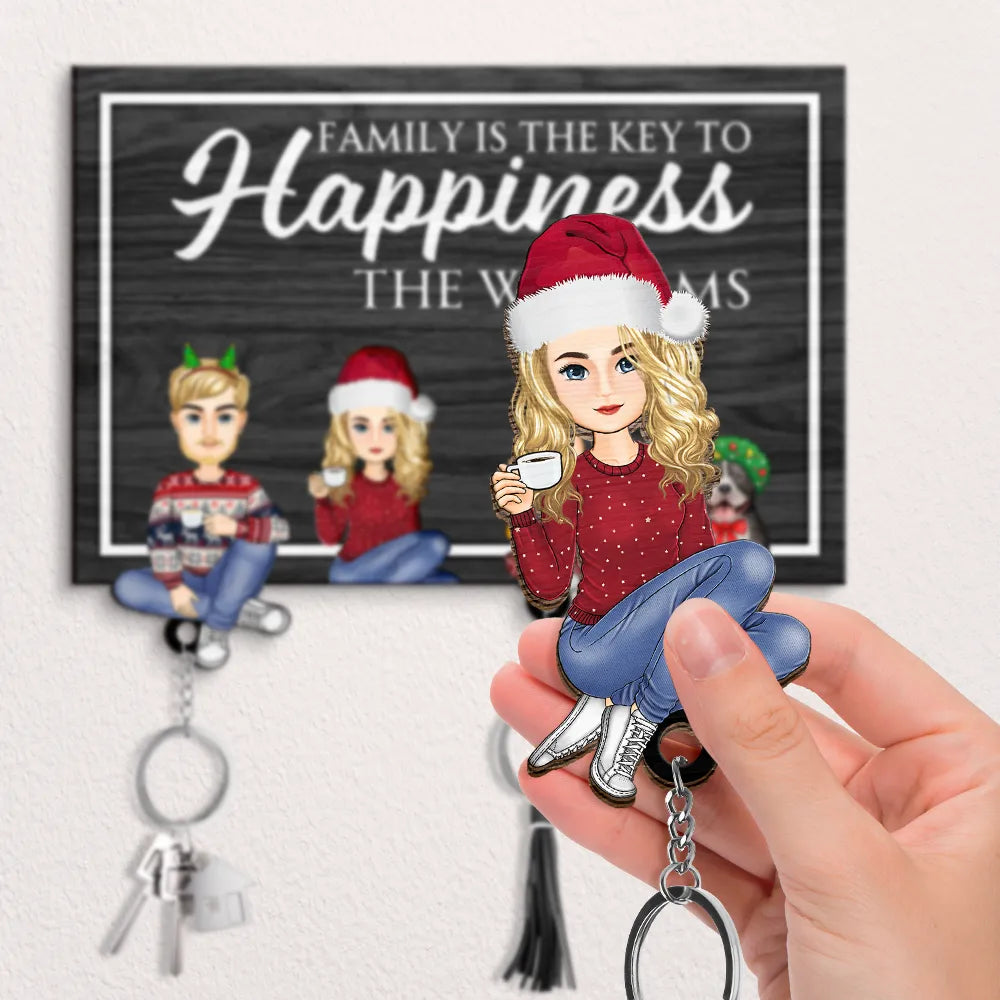 Family Is The Key To Happiness - Personalized Custom Shaped Key Holder