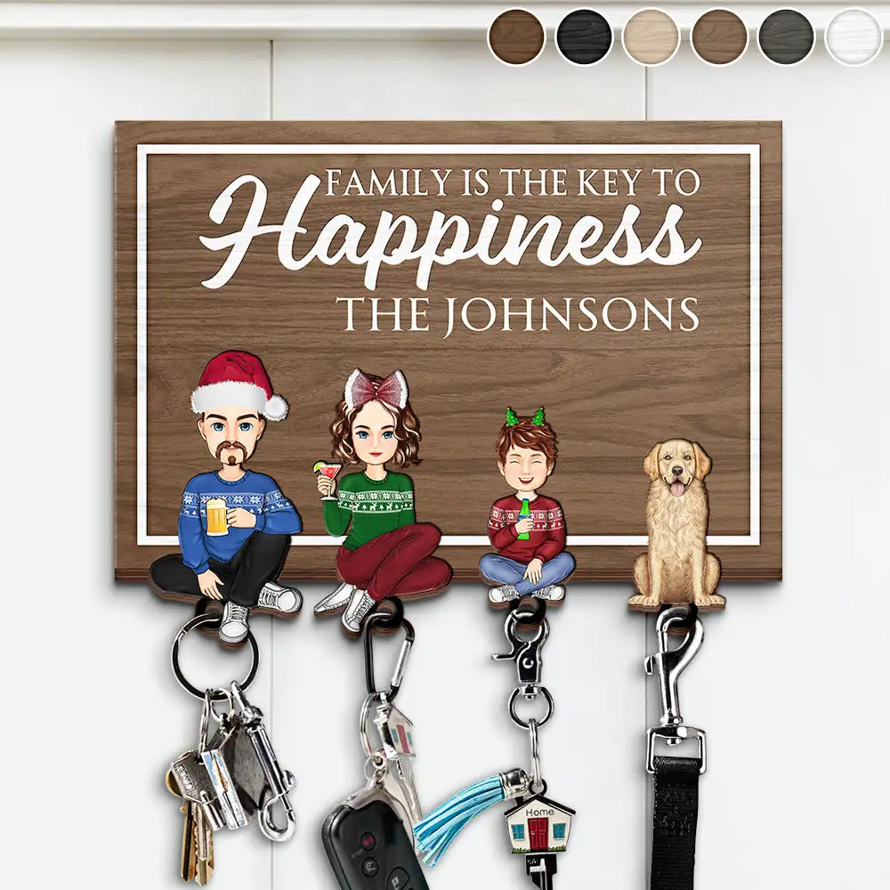 Family Is The Key To Happiness - Personalized Custom Shaped Key Holder