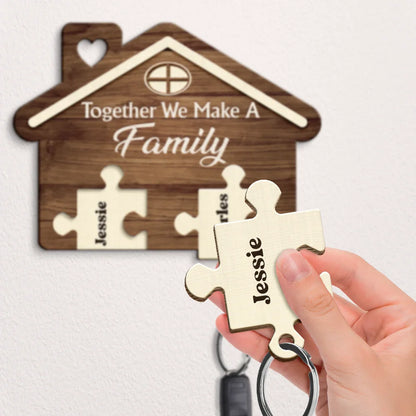 Family Puzzle Together We Make A Family - Personalized Custom Shaped Key Holder