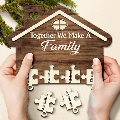 Family Puzzle Together We Make A Family - Personalized Custom Shaped Key Holder