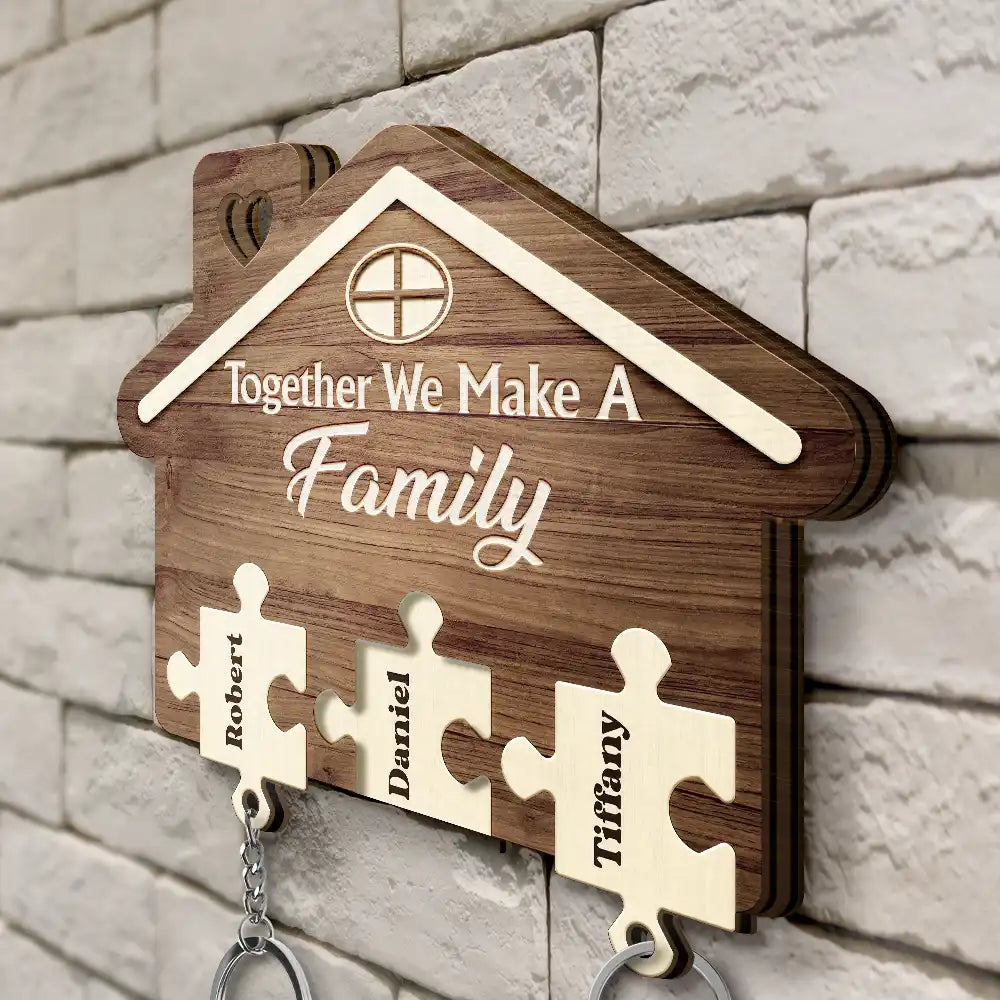 Family Puzzle Together We Make A Family - Personalized Custom Shaped Key Holder