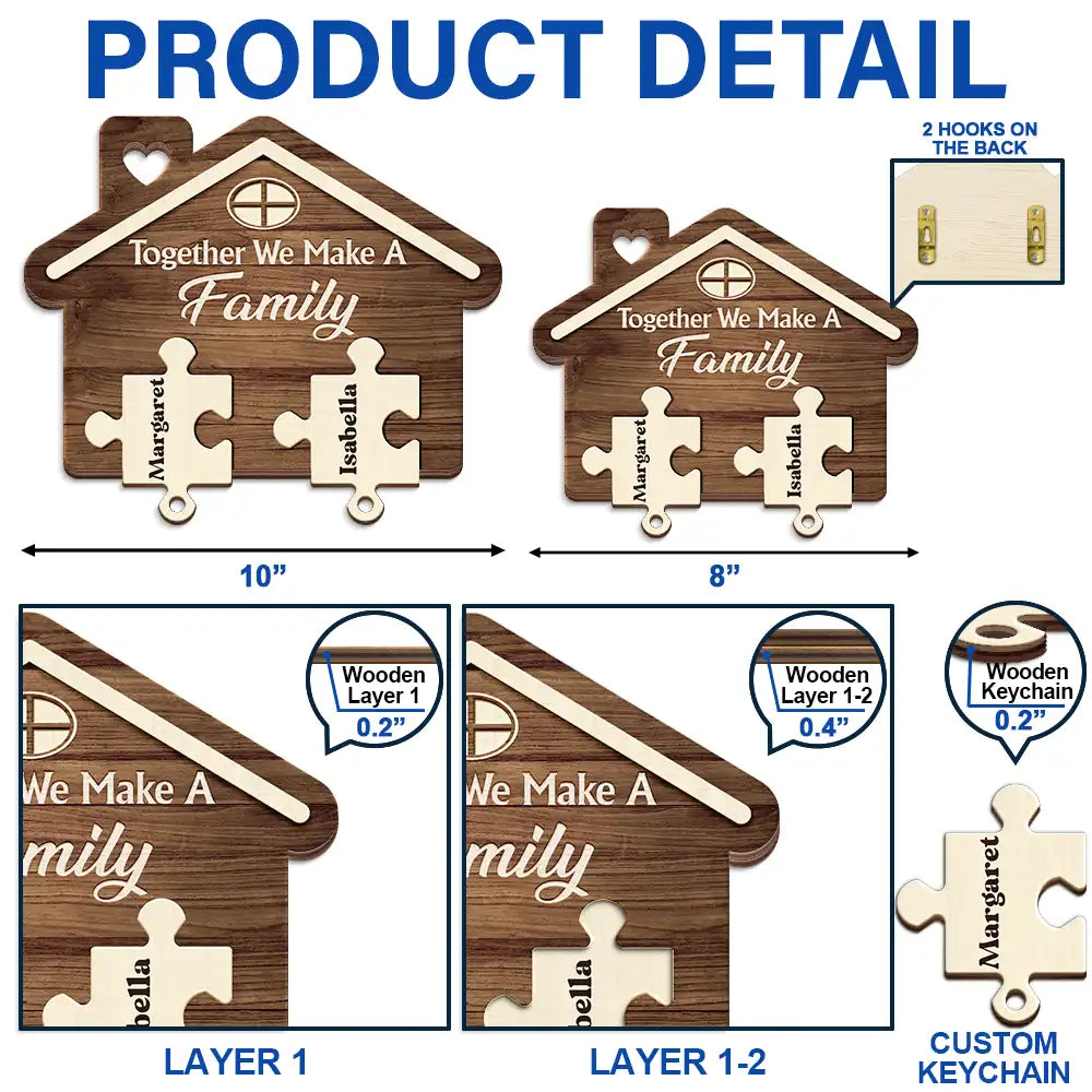 Family Puzzle Together We Make A Family - Personalized Custom Shaped Key Holder