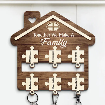 Family Puzzle Together We Make A Family - Personalized Custom Shaped Key Holder