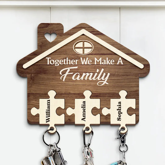 Family Puzzle Together We Make A Family - Personalized Custom Shaped Key Holder