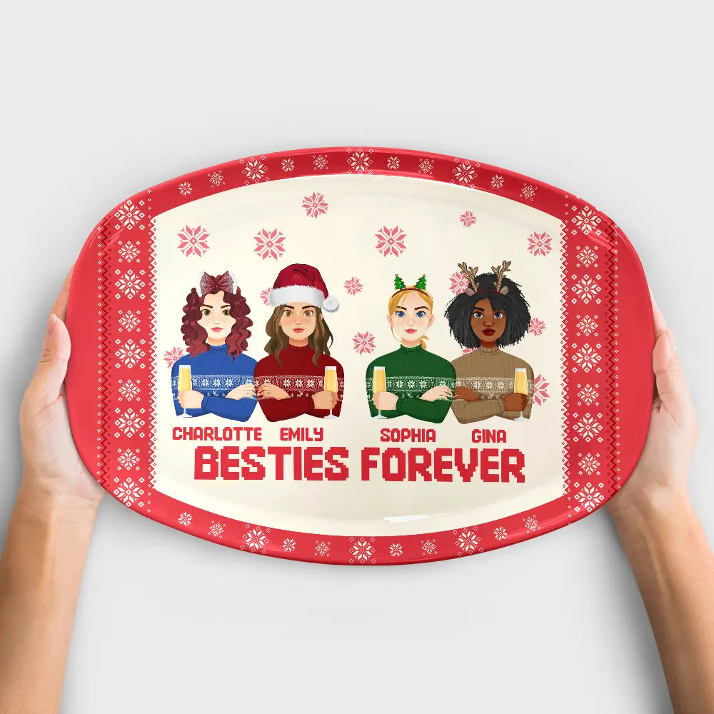 Christmas,Family,Gift For Bestie,Continue Shopping,Happy - Flat Art Family Grandparents, Parents, Kids, Friends - Personalized Plate