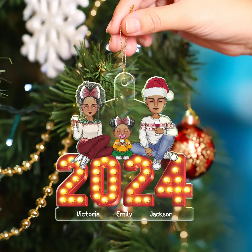 2024 Cartoon Family And Pet Retro Cinema - Personalized Cutout Acrylic Ornament