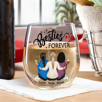 Countless Memories Our Friendship Is Endless Besties - Personalized Stemless Wine Glass