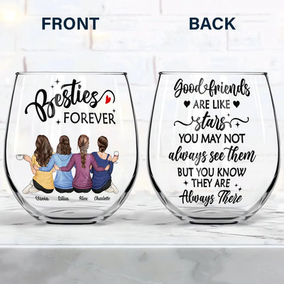 Countless Memories Our Friendship Is Endless Besties - Personalized Stemless Wine Glass
