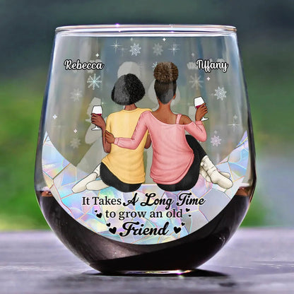 Our Friendship Is Like Wine It Gets Better With Time - Personalized Stemless Wine Glass