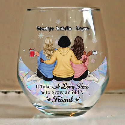 Our Friendship Is Like Wine It Gets Better With Time - Personalized Stemless Wine Glass