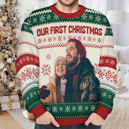 Custom Photo Couple Pet Lovers Family Parents Grandparents - Personalized Unisex Ugly Sweater