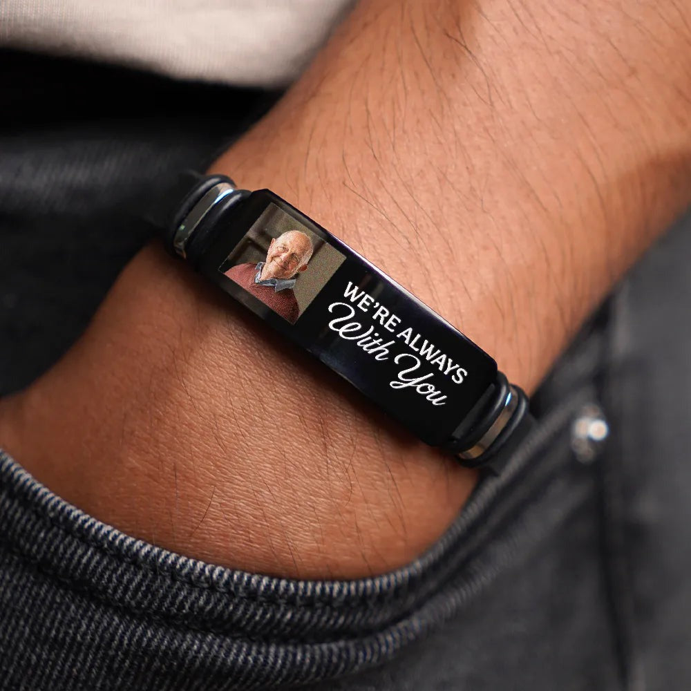 Custom Photo You Never Walk Alone Memorial - Personalized Engraved Bracelet