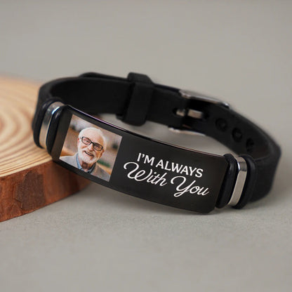 Custom Photo You Never Walk Alone Memorial - Personalized Engraved Bracelet