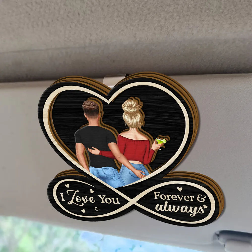 Drive Safe I Love You To Husband From Wife Back Couple - Personalized Custom Shaped Car Visor Clip