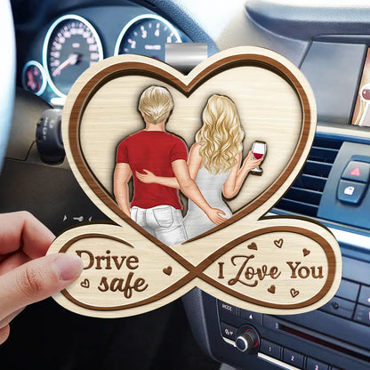 Drive Safe I Love You To Husband From Wife Back Couple - Personalized Custom Shaped Car Visor Clip