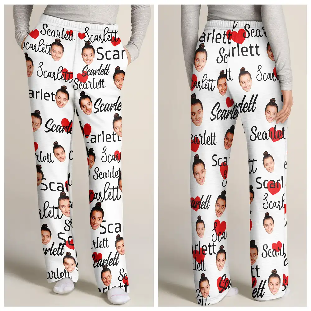 Custom Photo And Name Of Wife For Husband - Personalized Pajama Pants