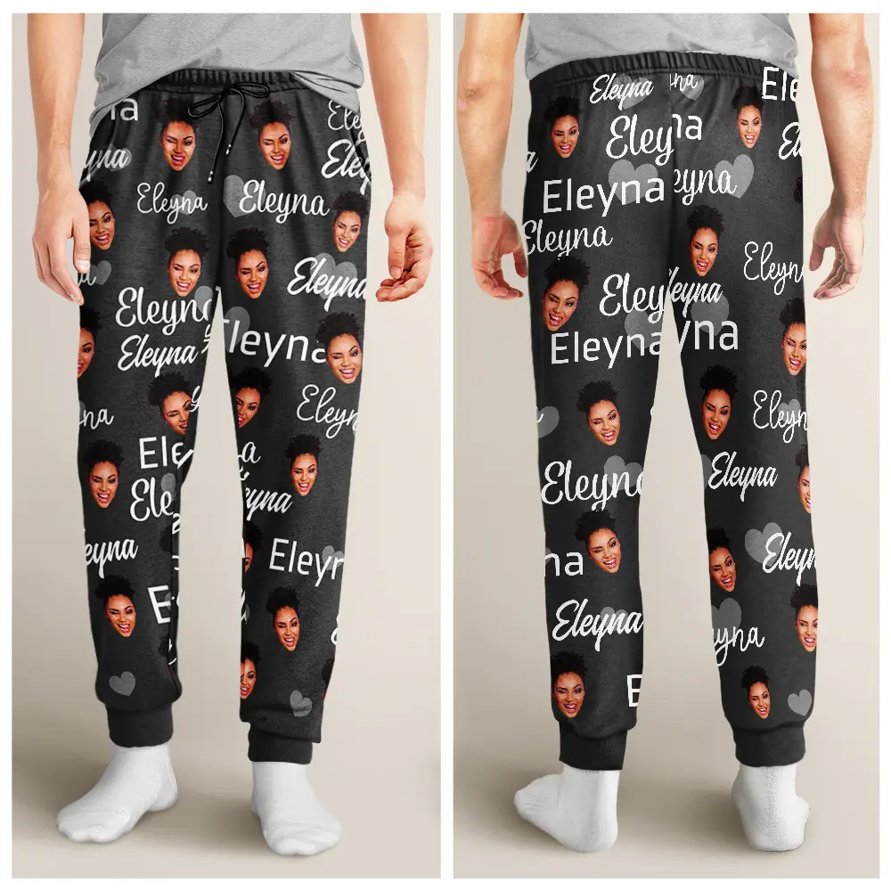 Custom Photo And Name Of Wife For Husband - Personalized Pajama Pants