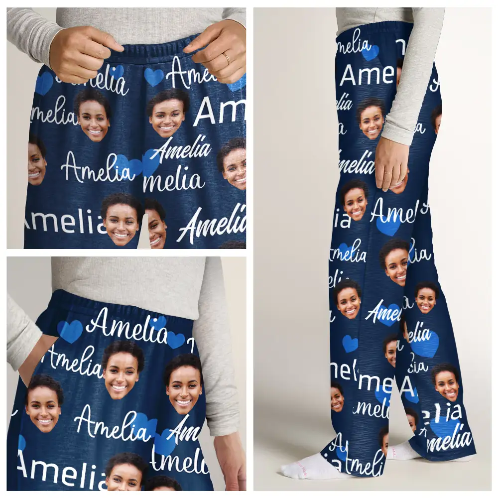 Custom Photo And Name Of Wife For Husband - Personalized Pajama Pants