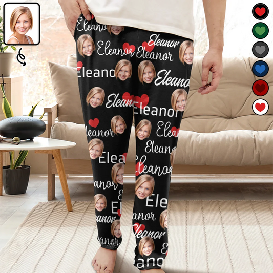 Custom Photo And Name Of Wife For Husband - Personalized Pajama Pants