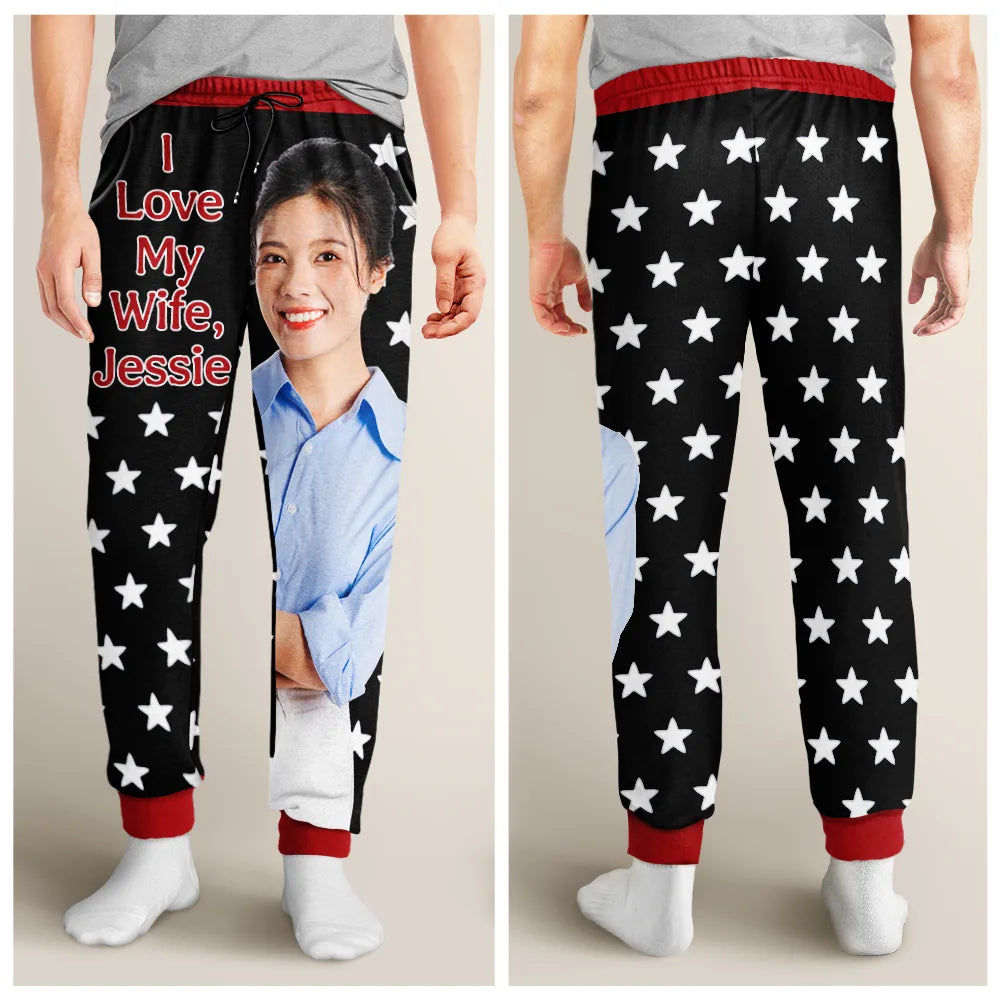 Custom Photo For Husband I Love My Wife - Personalized Pajama Pants