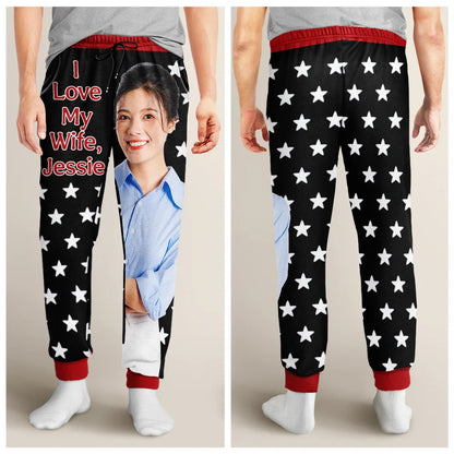 Custom Photo For Husband I Love My Wife - Personalized Pajama Pants