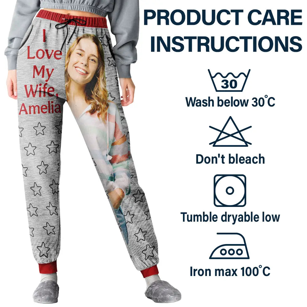 Custom Photo For Husband I Love My Wife - Personalized Pajama Pants