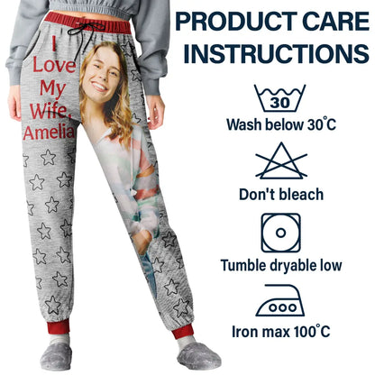 Custom Photo For Husband I Love My Wife - Personalized Pajama Pants