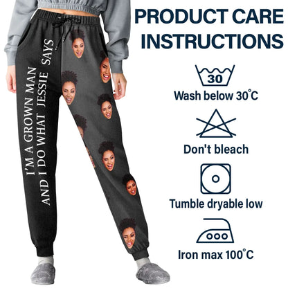 Custom Photo For Husband Grown Man Do What Wife Said - Personalized Pajama Pants