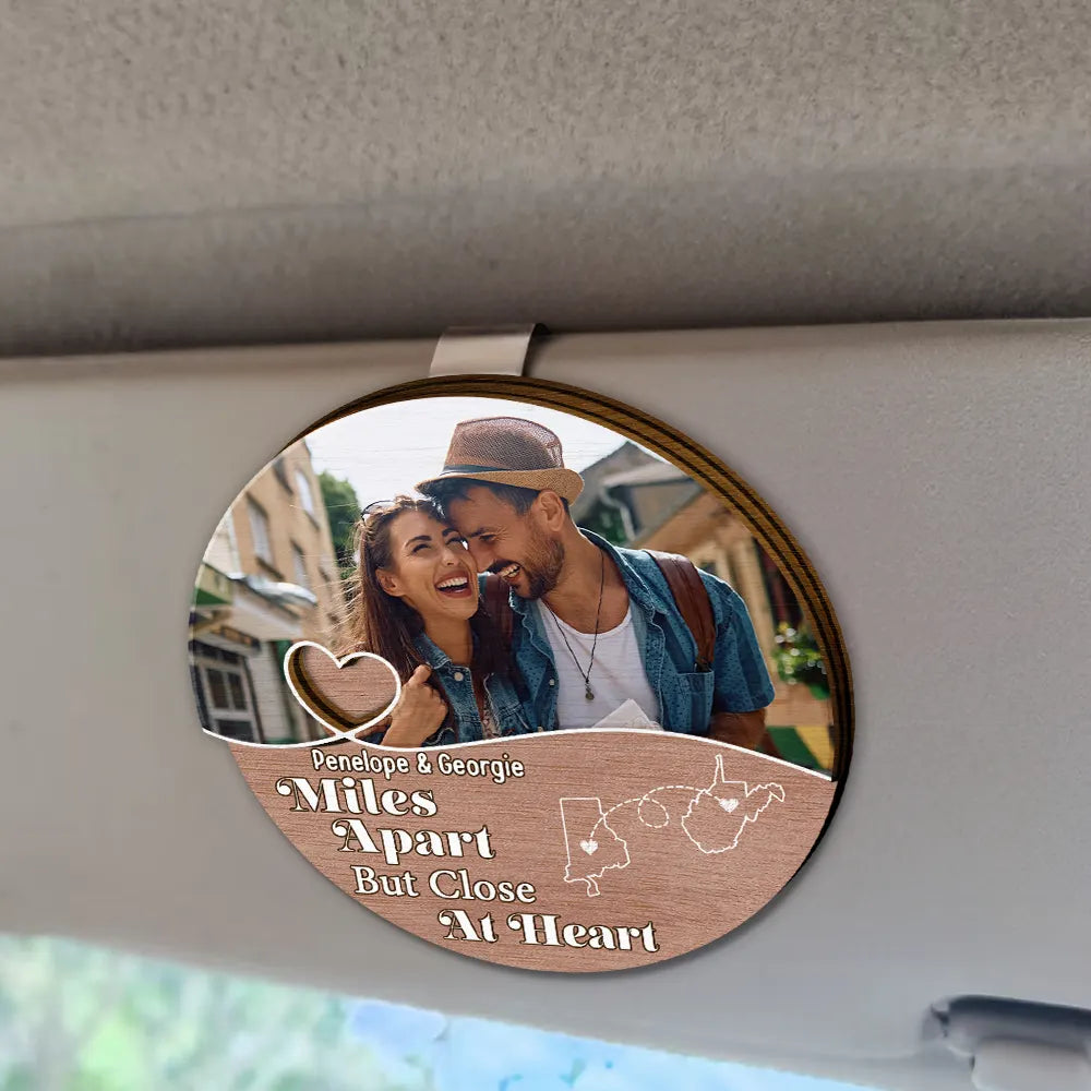 Custom Photo When You Are Family The Miles Don't Matter - Personalized Custom Shaped Car Visor Clip