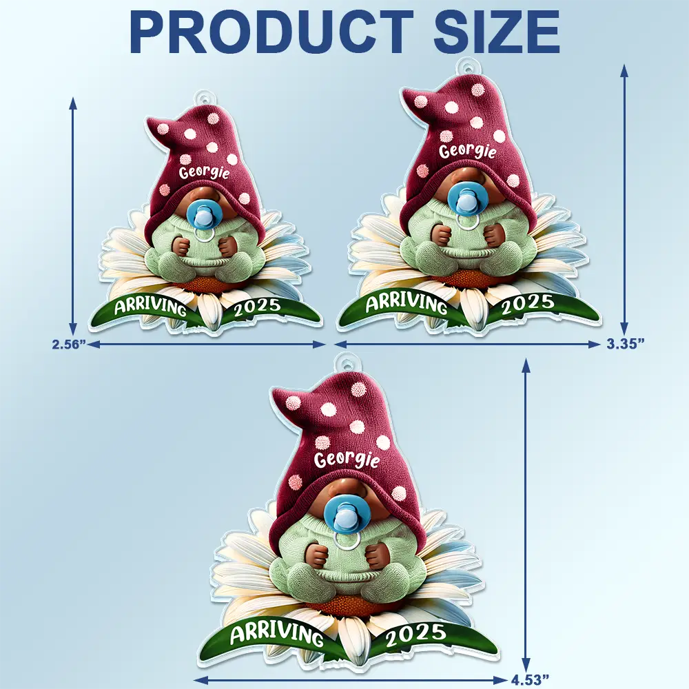 Baby First Arriving Year Gnome Daisy - Personalized Acrylic Car Hanger