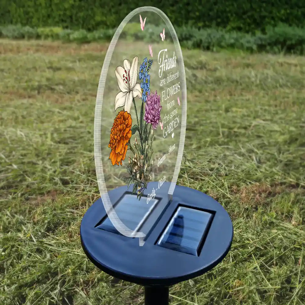 Birth Flower Sisters Are Different Flowers From The Same Garden - Personalized Solar Light