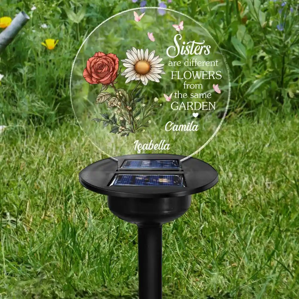 Birth Flower Sisters Are Different Flowers From The Same Garden - Personalized Solar Light
