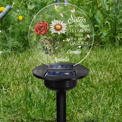 Birth Flower Sisters Are Different Flowers From The Same Garden - Personalized Solar Light