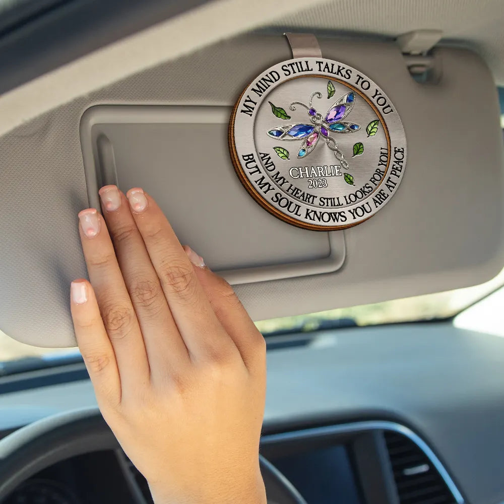 Memorial My Mind Still Talks To You - Personalized Custom Shaped Car Visor Clip