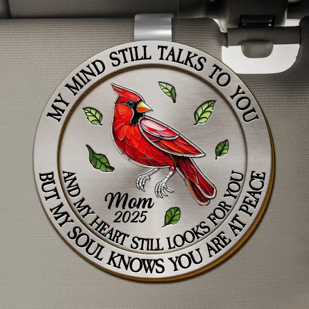 Memorial, Family - Memorial My Mind Still Talks To You - Personalized Custom Shaped Car Visor Clip
