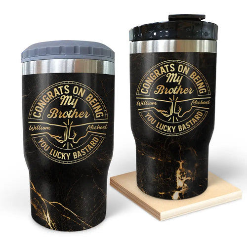 Congrats On Being My Brother You Lucky Man - Personalized Triple 3 In 1 Can Cooler