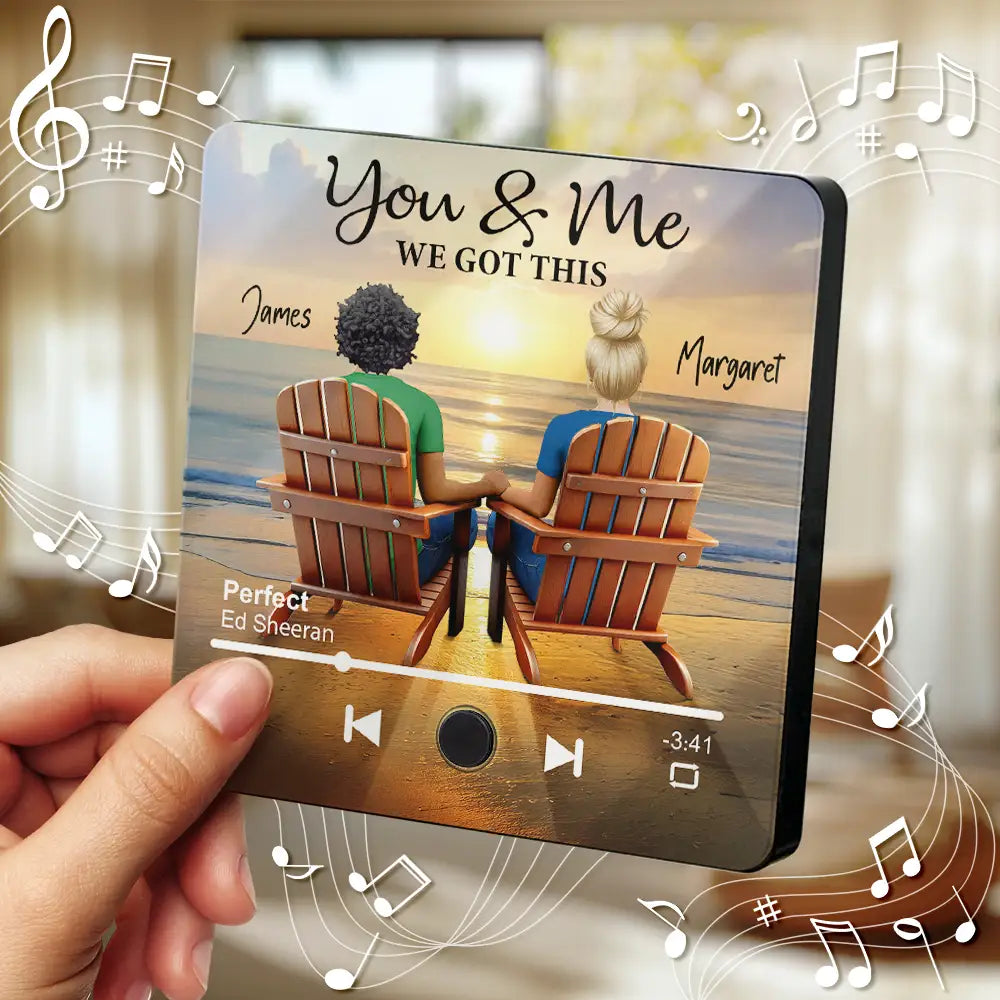 Back Sitting Couple You And Me We Got This Beach Lake View - Personalized Custom Music Fridge Magnet