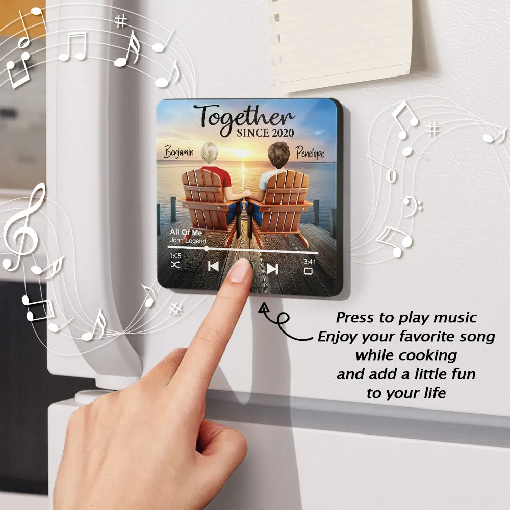 Back Sitting Couple You And Me We Got This Beach Lake View - Personalized Custom Music Fridge Magnet