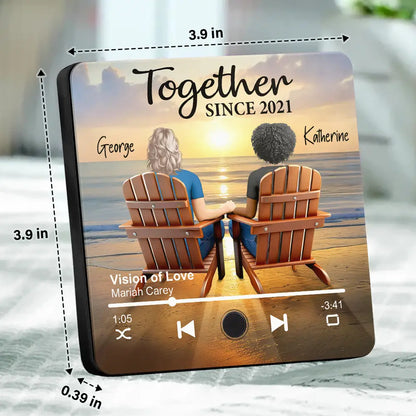 Back Sitting Couple You And Me We Got This Beach Lake View - Personalized Custom Music Fridge Magnet
