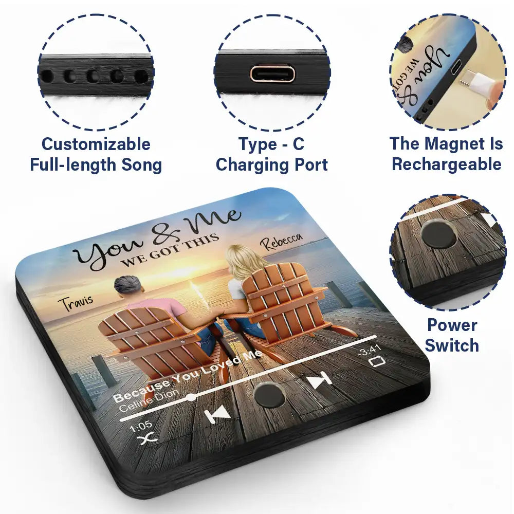 Back Sitting Couple You And Me We Got This Beach Lake View - Personalized Custom Music Fridge Magnet