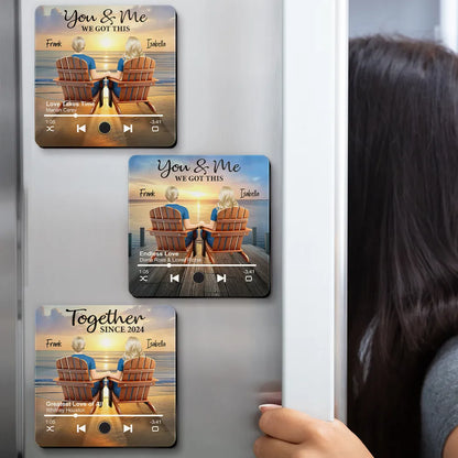 Back Sitting Couple You And Me We Got This Beach Lake View - Personalized Custom Music Fridge Magnet