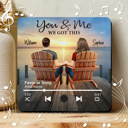 Back Sitting Couple You And Me We Got This Beach Lake View - Personalized Custom Music Fridge Magnet
