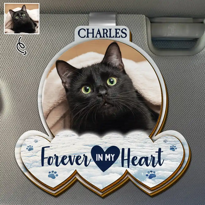 Custom Photo No Longer By My Side But Forever In My Heart - Personalized Custom Shaped Car Visor Clip