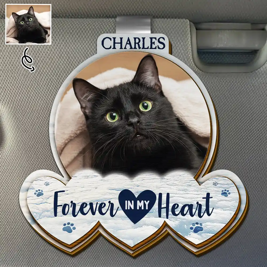 Custom Photo No Longer By My Side But Forever In My Heart - Personalized Custom Shaped Car Visor Clip