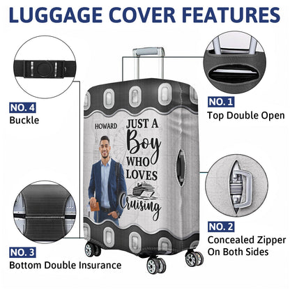 Custom Photo Just A Girl Boy Who Loves Traveling - Birthday Gift For Him, Her, Family, Trippin', Vacation Lovers - Personalized Luggage Cover