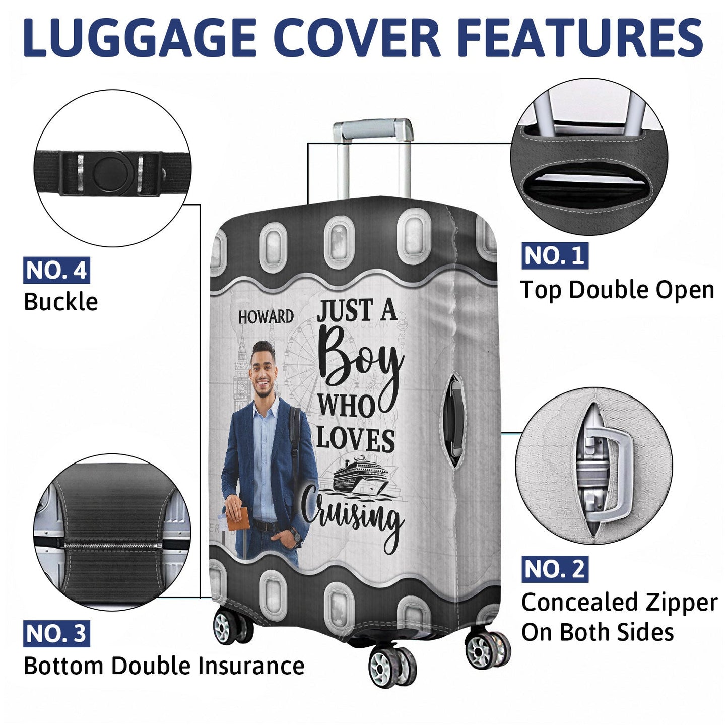 Custom Photo Just A Girl Boy Who Loves Traveling - Birthday Gift For Him, Her, Family, Trippin', Vacation Lovers - Personalized Luggage Cover