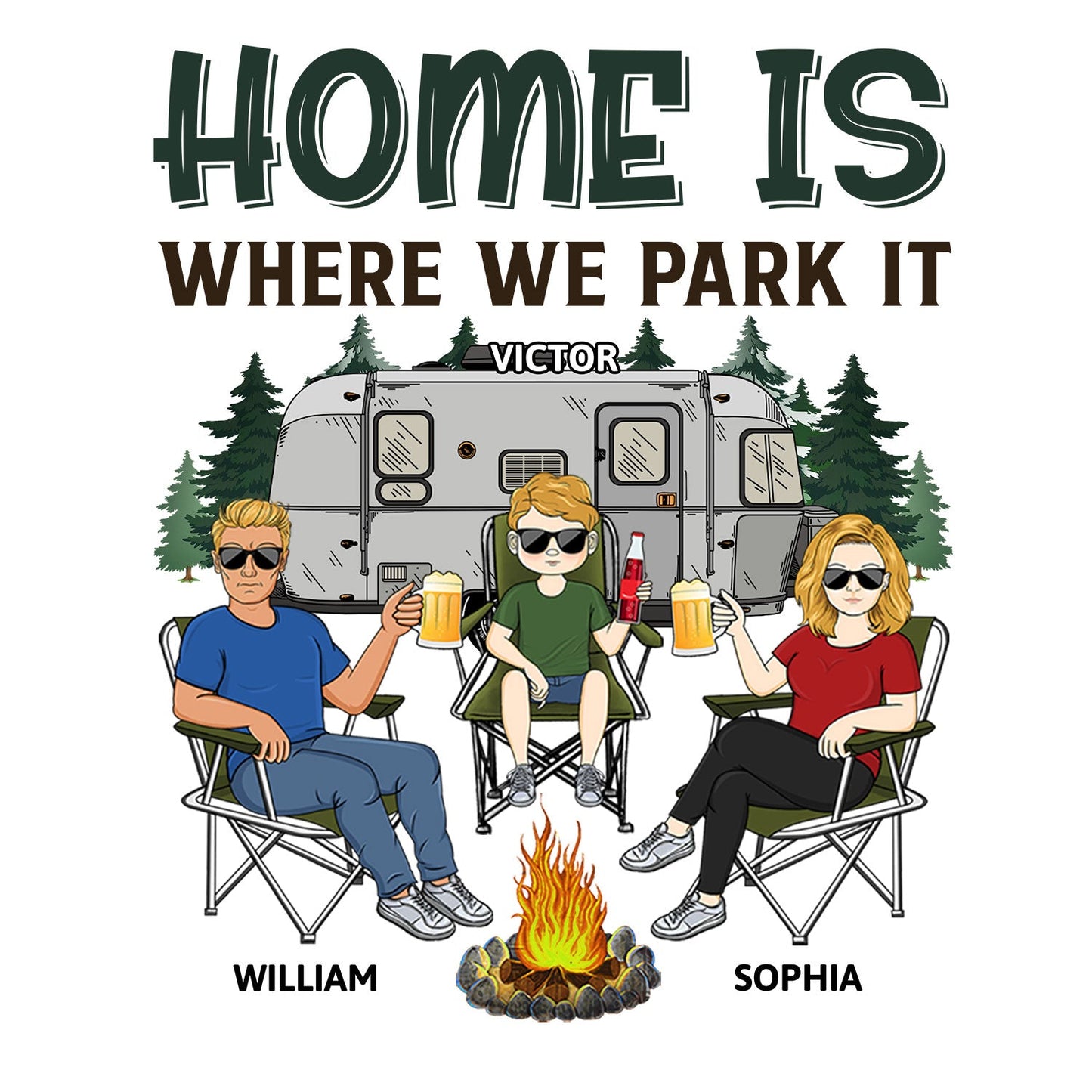 Home Is Where We Park It - Gift For Camping Lovers, Campers, Family - Personalized Camping Decal, Decor Decal
