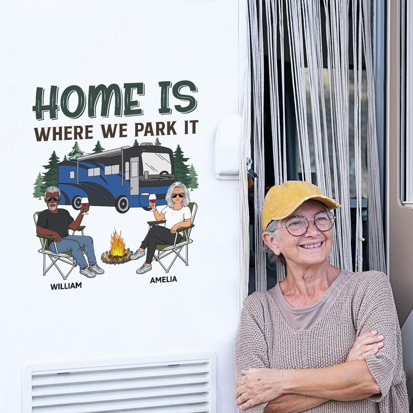Home Is Where We Park It - Gift For Camping Lovers, Campers, Family - Personalized Camping Decal, Decor Decal