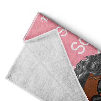 Cartoon Woman Custom Name Traveling Beach Poolside Swimming Picnic - Birthday, Vacation Gift For Her, Besties, Family - Personalized Beach Towel