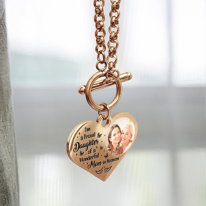 Custom Photo I'm A Proud Daughter - Memorial Gift For Women, Daughters, Mom, Dad - Personalized Heart Bracelet